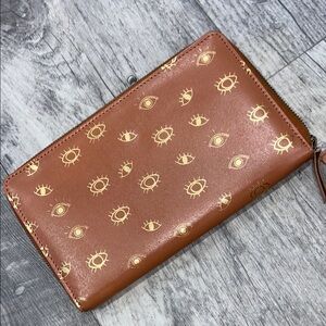 EVIL EYE TRAVEL WALLET Brown Leather Organizer Case NWT BOHO Festival!